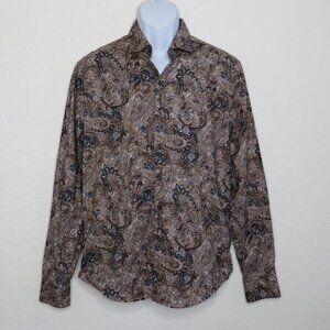 Consequence* Men's Long Sleeve Button Down Curved Hem BOHO Shirt~ Size Medium